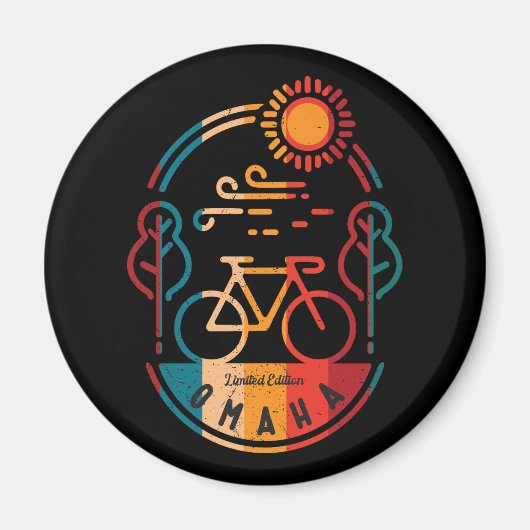 Retro Omaha Fietsroute Magneet (Voorkant)