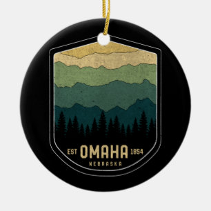 Retro Omaha Nebraska NE State Mountains  Keramisch Ornament