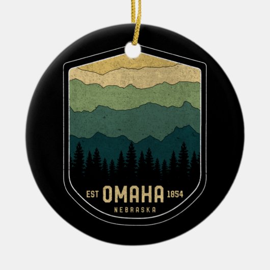 Retro Omaha Nebraska NE State Mountains  Keramisch Ornament (Voorkant)