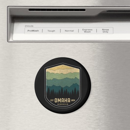 Retro Omaha Nebraska NE State Mountains  Magneet (Insitu (Vaatwasser))