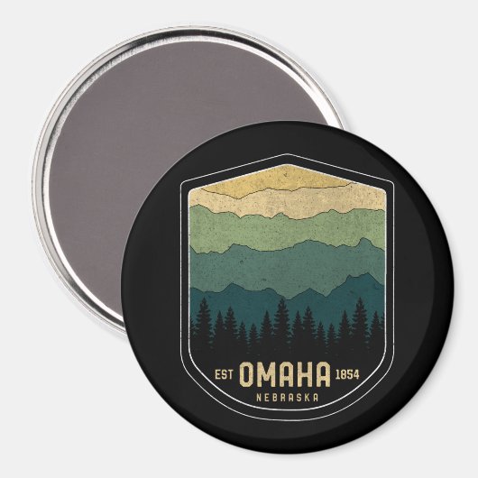 Retro Omaha Nebraska NE State Mountains  Magneet (Voorkant / Achterkant)