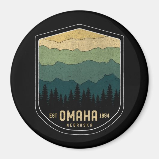 Retro Omaha Nebraska NE State Mountains  Magneet (Voorkant)