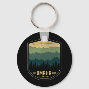 Retro Omaha Nebraska NE State Mountains Sleutelhanger
