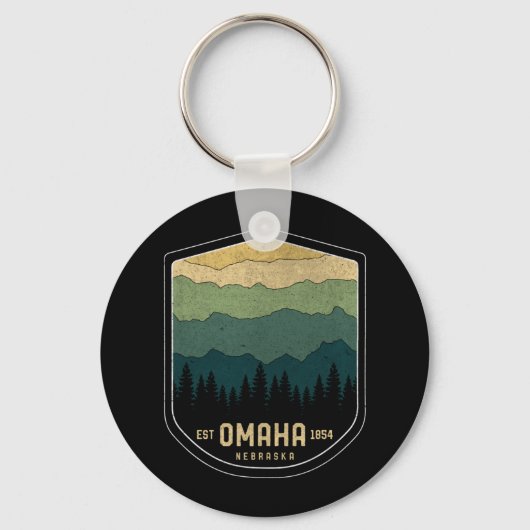 Retro Omaha Nebraska NE State Mountains  Sleutelhanger (Voorkant)