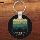 Retro Omaha Nebraska NE State Mountains  Sleutelhanger (Voorkant)