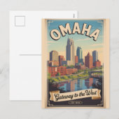 Retro Omaha Nebraska Reisposter Feestdagenkaart (Voorkant / Achterkant)