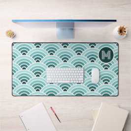 Retro Ombre Blauwgroen Blauw Groen Waves Kunstpatr Bureaumat