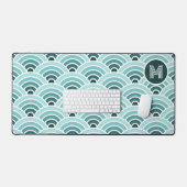 Retro Ombre Blauwgroen Blauw Groen Waves Kunstpatr Bureaumat (Keyboard & Muis)