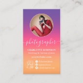 Retro Ombre gradiënt qr code logo fotograaf Visitekaartje (Voorkant)