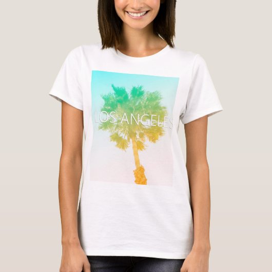 Retro  Ombre Los Angeles Palm Tree Shirt (Voorkant)