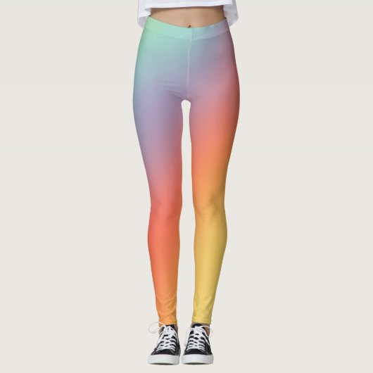 Retro Ombre Pastel Muted Rainbow Trendy Leggings (Voorkant)