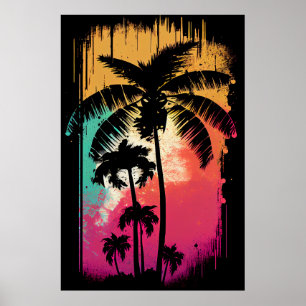 Retro  Ombre Pop Art Palm Los Angeles Vibes Poster