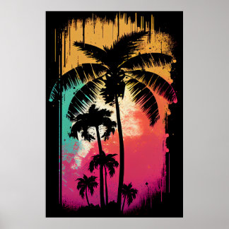 Retro  Ombre Pop Art Palm Los Angeles Vibes Poster