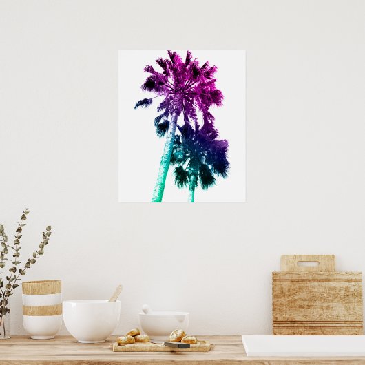 Retro  Ombre Pop Art Palm Print (Keuken)