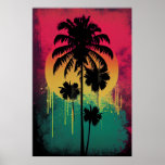 Retro  Ombre Pop Art Palm Tree Vibe Poster<br><div class="desc">Deze Retro Ombre Pop Art Palm Tree Print is de perfecte aanvulling op elke retro of geïnspireerde home decor. Deze afdruk is voorzien van een levendig en kleurrijk formaat en geeft de essentie weer van kunststijlen in de vorm van retro en pop met een moderne draai. Het ontwerp van de...</div>