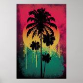 Retro Ombre Pop Art Palm Tree Vibe Poster (Voorkant)