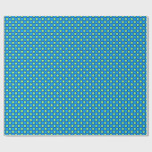 Retro omcirkelde stippen, cerulean blauw en groen cadeaupapier (Vlak)