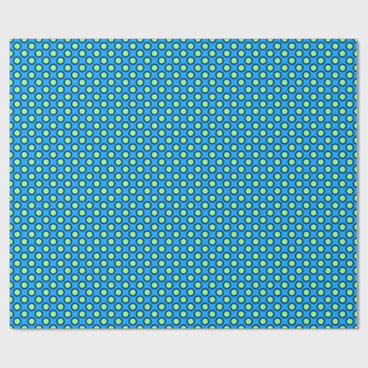 Retro omcirkelde stippen, cerulean blauw en groen cadeaupapier (Vlak)