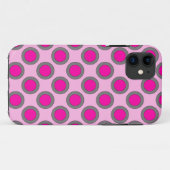Retro omcirkelde stippen, fuchsia, grijs en roze Case-Mate iPhone case (Achterkant (horizontaal))