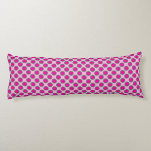 Retro omcirkelde stippen, fuchsia, grijs en roze lichaamskussen