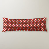 Retro omcirkelde stippen, rood, zwart en wit lichaamskussen (Voorkant)