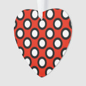 Retro omcirkelde stippen, rood, zwart en wit ornament (voorkant)