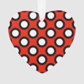 Retro omcirkelde stippen, rood, zwart en wit ornament (voorkant)