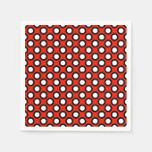 Retro omcirkelde stippen, rood, zwart en wit servet (Voorkant)