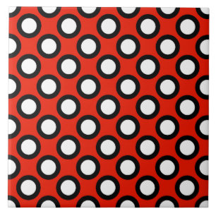 Retro omcirkelde stippen, rood, zwart en wit tegeltje