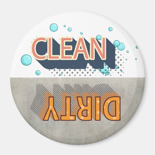 Retro omkeerbare afwasmachine met schone rommel magneet (Voorkant)