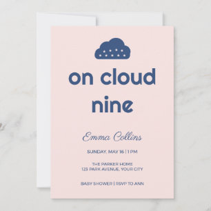 Retro On Cloud Nine Baby Shower Uitnodiging
