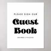 Retro Onderteken ons gastenboek bruiloft teken Poster (Voorkant)
