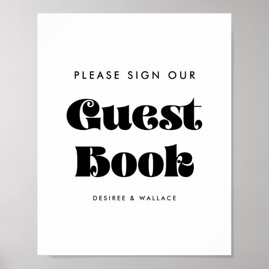  Retro Onderteken ons gastenboek bruiloft teken Poster (Voorkant)
