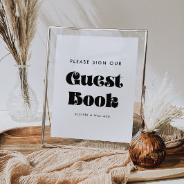 Retro Onderteken ons gastenboek bruiloft teken Poster