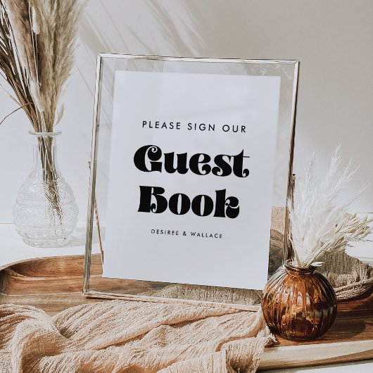 Retro Onderteken ons gastenboek bruiloft teken Poster
