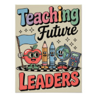 Retro onderwijs toekomstige leiders groovy leraar