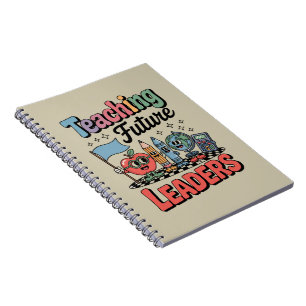 Retro onderwijs toekomstige leiders groovy leraar notitieboek