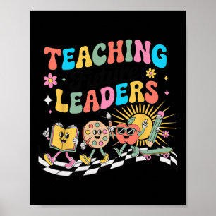 Retro onderwijs toekomstige leiders Groovy leraar Poster