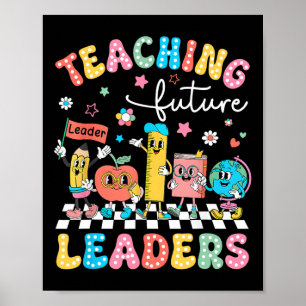 Retro onderwijs toekomstige leiders Groovy leraar Poster