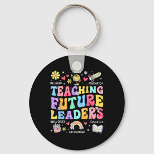 Retro onderwijs toekomstige leiders Groovy leraar Sleutelhanger