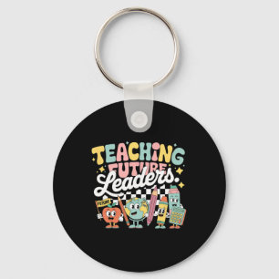 Retro onderwijs toekomstige leiders Groovy leraar Sleutelhanger