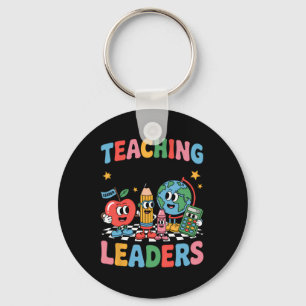 Retro onderwijs toekomstige leiders Groovy leraar Sleutelhanger