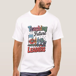 Retro onderwijs toekomstige leiders groovy leraar t-shirt