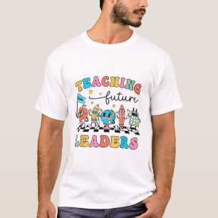 Retro onderwijs toekomstige leiders groovy leraar t-shirt