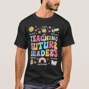Retro onderwijs toekomstige leiders Groovy leraar T-shirt