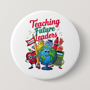 Retro onderwijs toekomstige leiders leraar school ronde button 7,6 cm