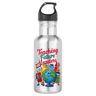 Retro onderwijs toekomstige leiders leraar school waterfles