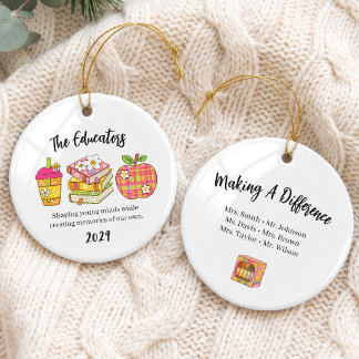 Retro Onderwijs Vrienden Groep Ornament