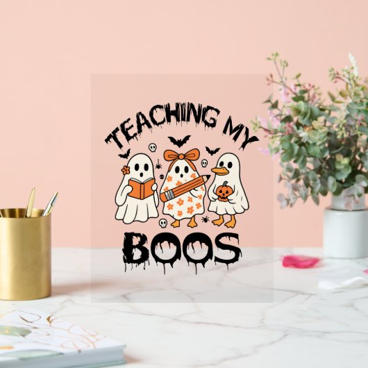 Retro Onderwijzen Mijn Boeken Halloween Acryl Bord (Huwelijk)