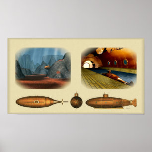retro onderzeeër poster